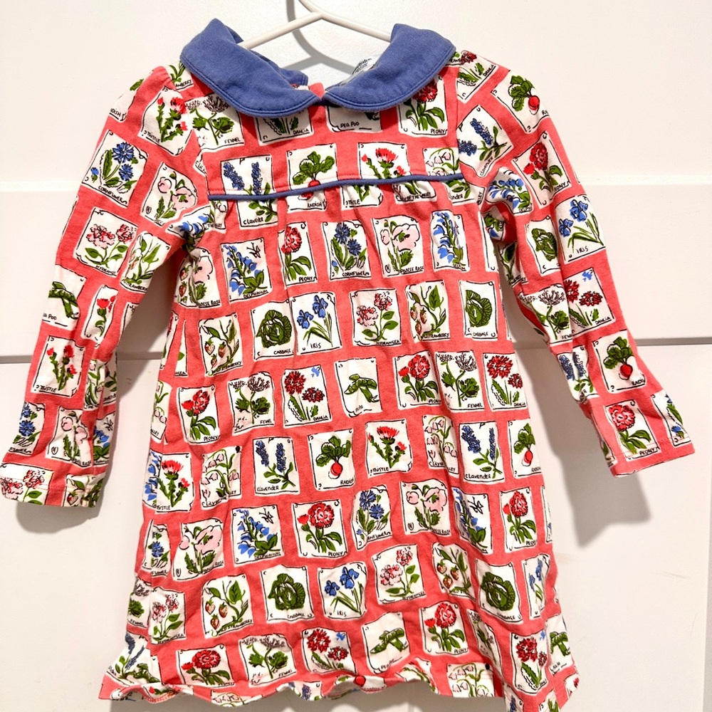 Baby Boden Floral long sleeve dress with bloomers set